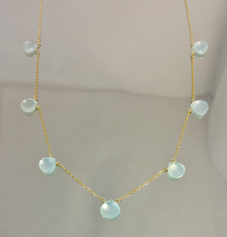 Chalcedony Multi Drop Necklace 7x7mm