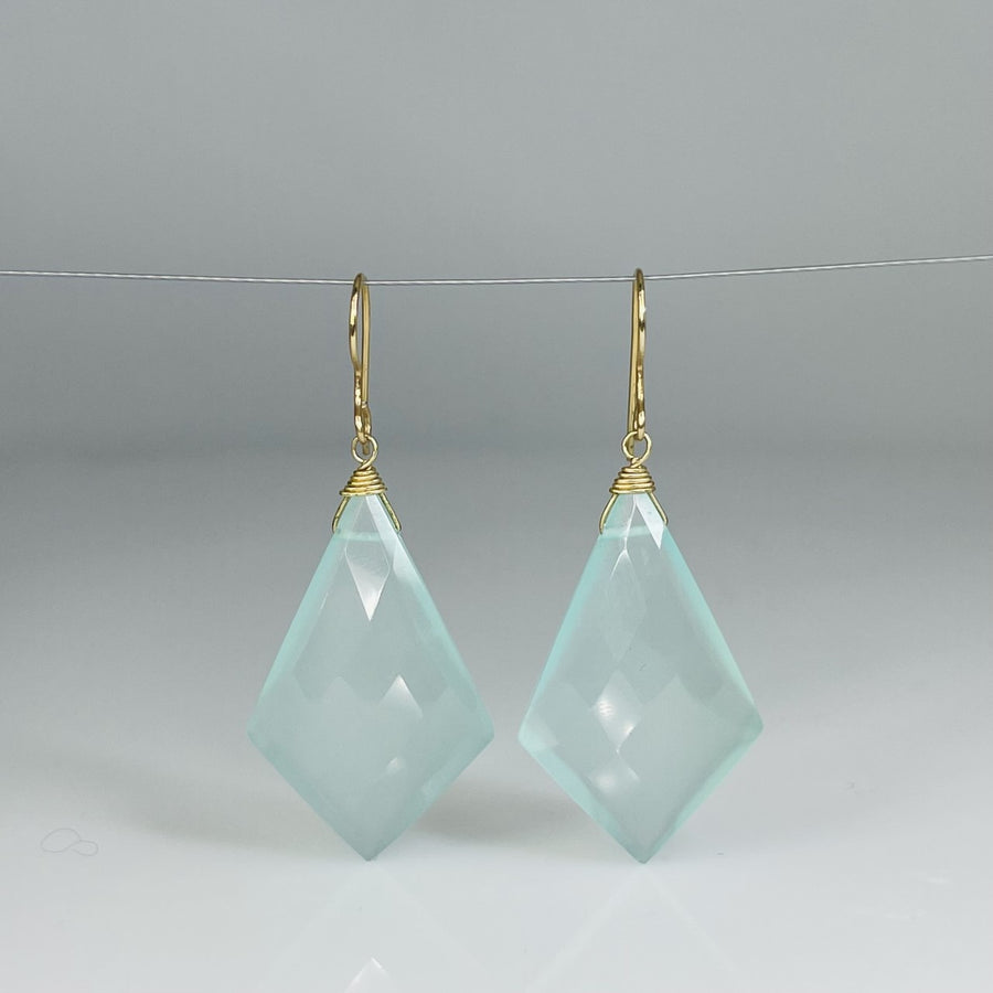 Kite Shape Chalcedony Earrings 18x32mm