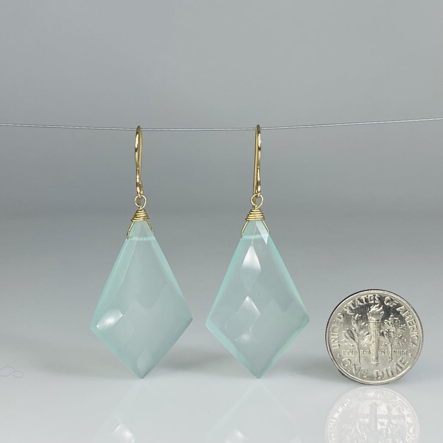 Kite Shape Chalcedony Earrings 18x32mm