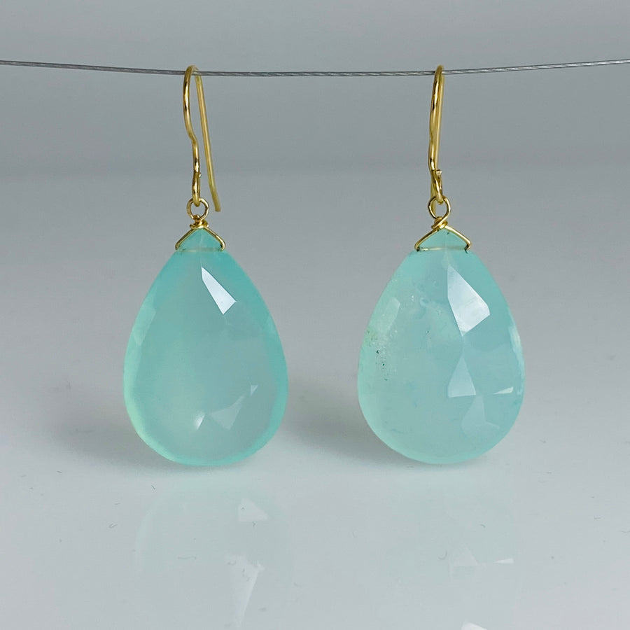 Chalcedony Drop Earrings 15x25mm