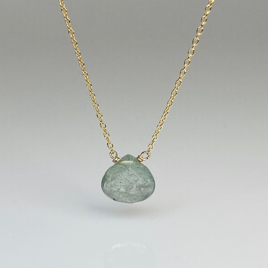 Gold Filled Green Moss Aquamarine Necklace