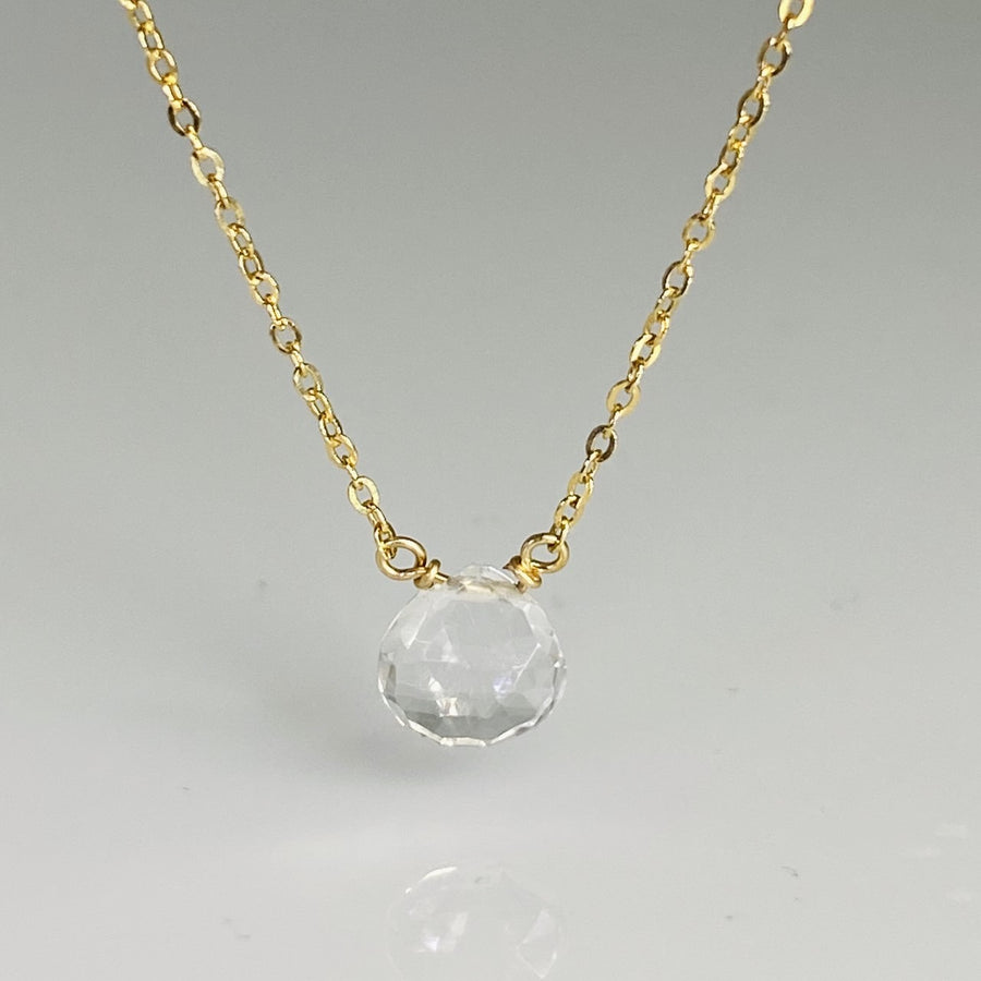 White Topaz Drop Necklace 8mm