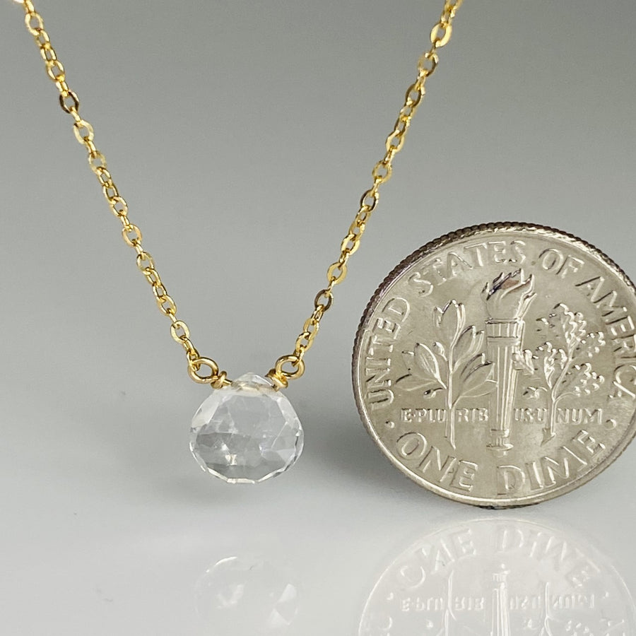 White Topaz Drop Necklace 8mm