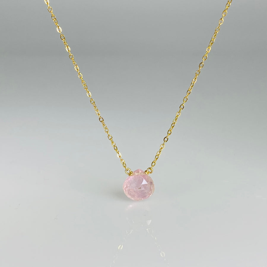 Pink Tourmaline Drop Necklace 8mm
