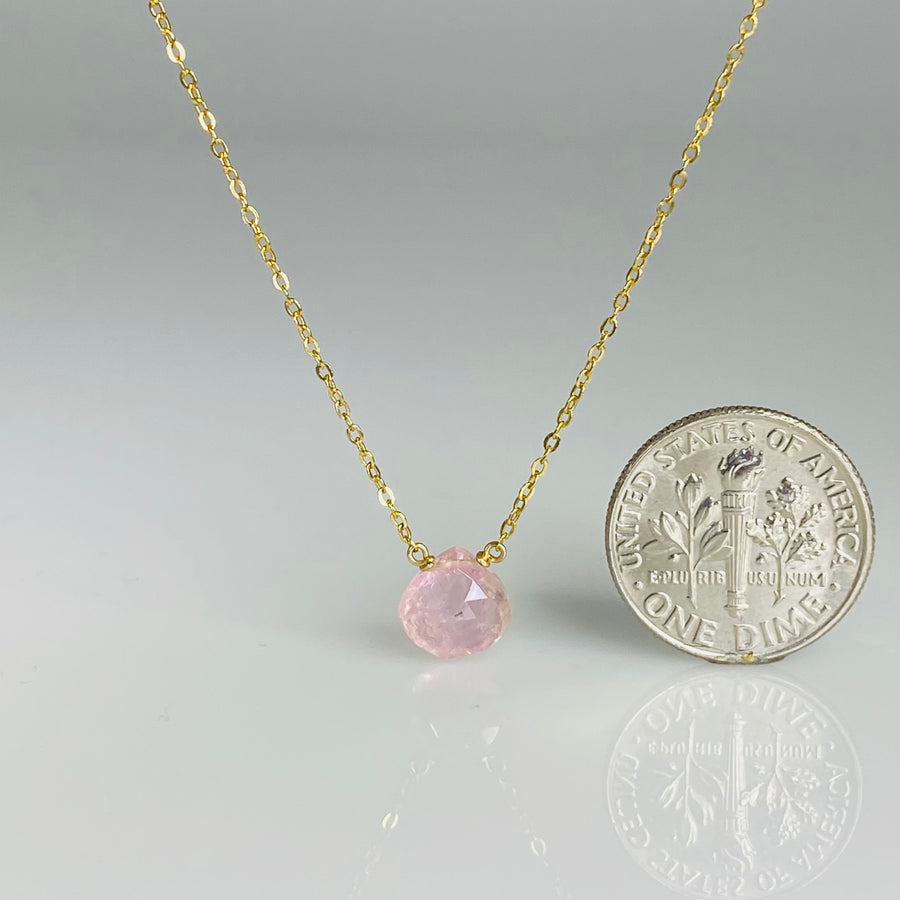 Pink Tourmaline Drop Necklace 8mm