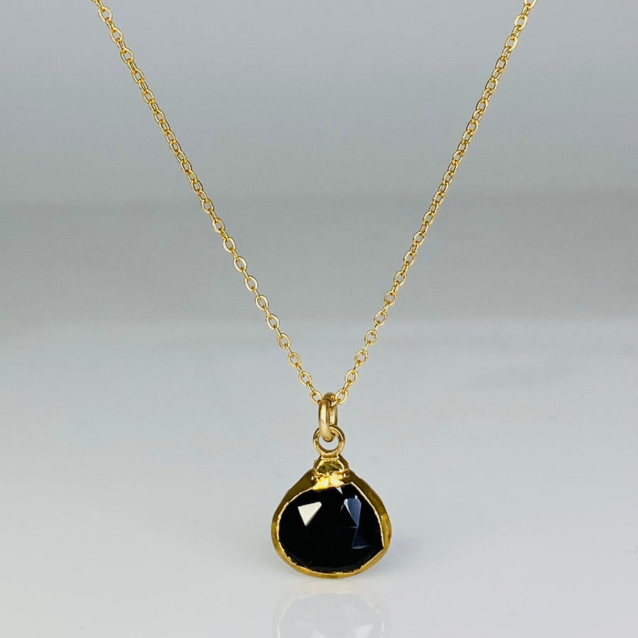 Black Onyx Bezel Necklace 10x10mm