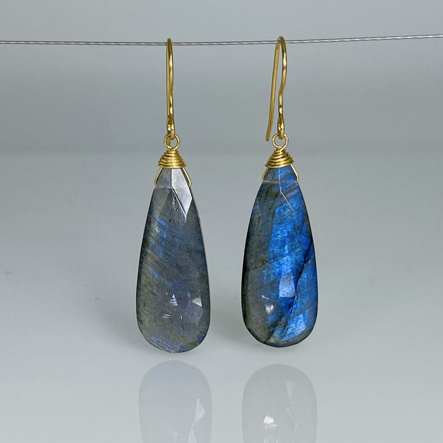 Teardrop Shape Labradorite Earrings 10x29mm