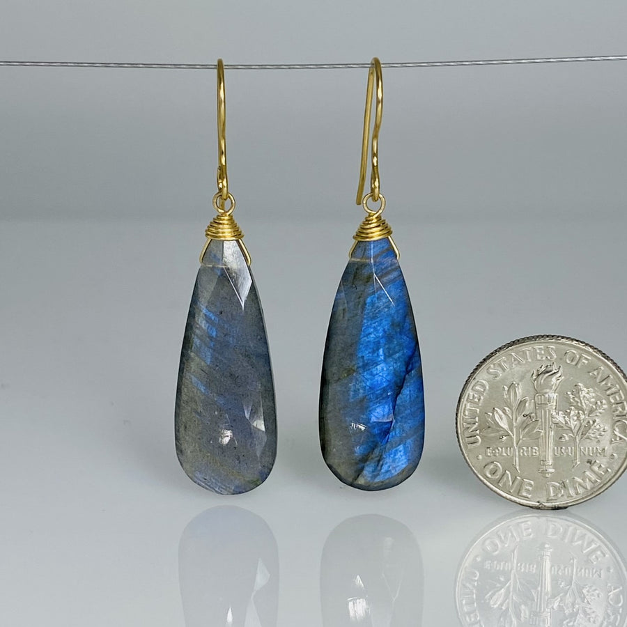 Teardrop Shape Labradorite Earrings 10x29mm