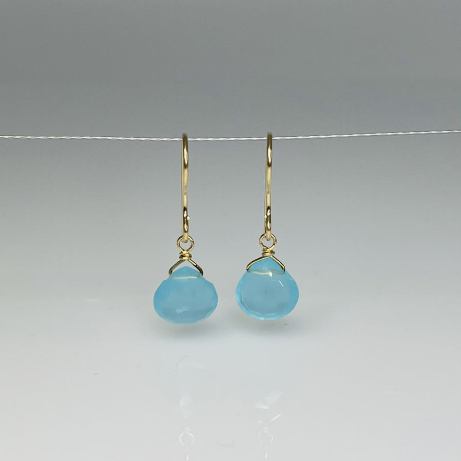 Baby Blue Chalcedony Earrings 8mm