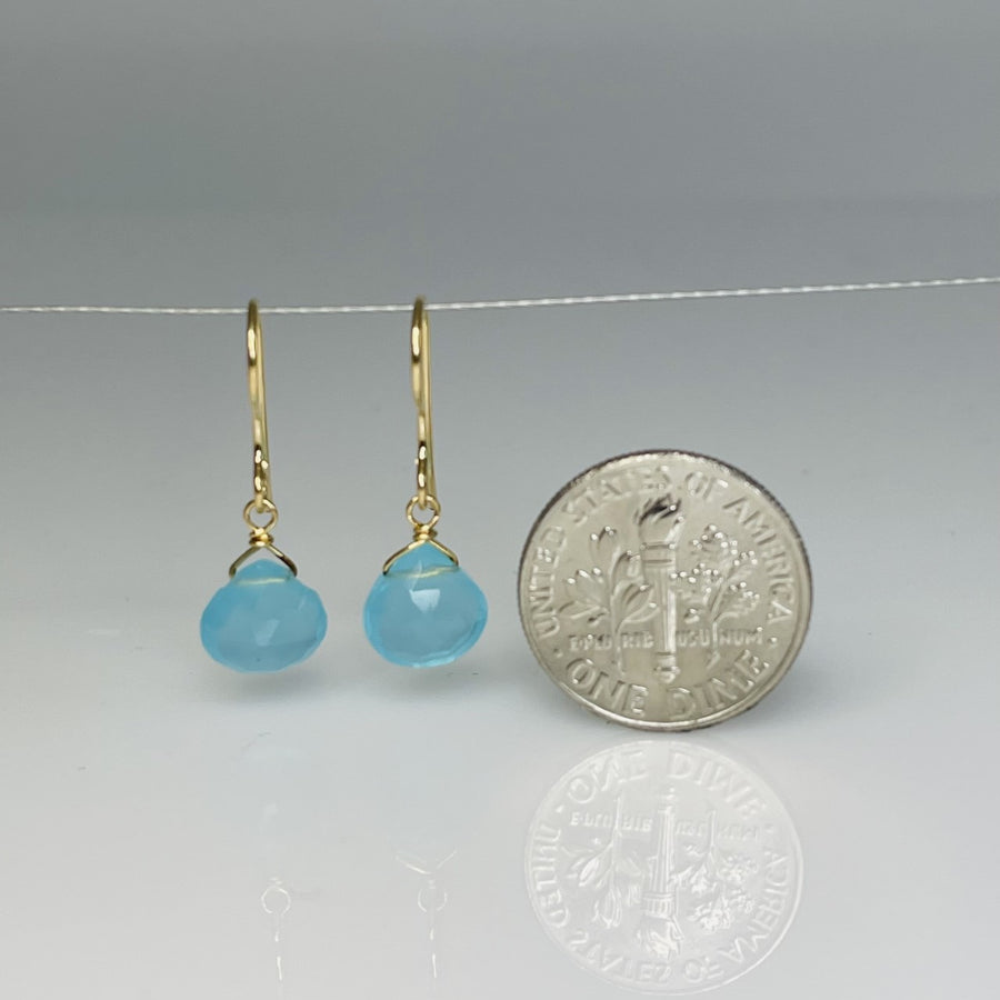 Baby Blue Chalcedony Earrings 8mm