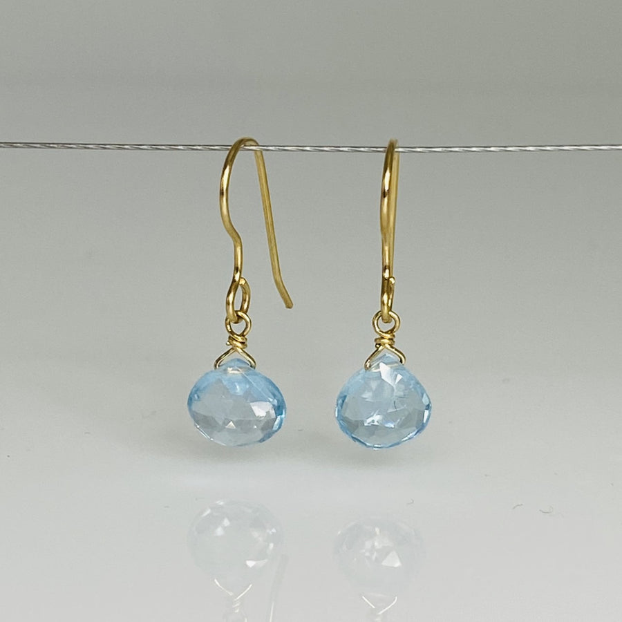 Swiss Blue Topaz Drop Earrings 7mm