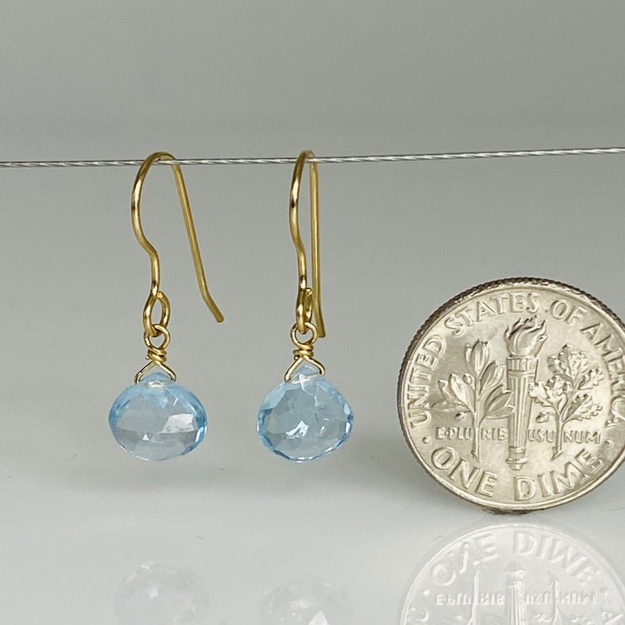 Swiss Blue Topaz Drop Earrings 7mm
