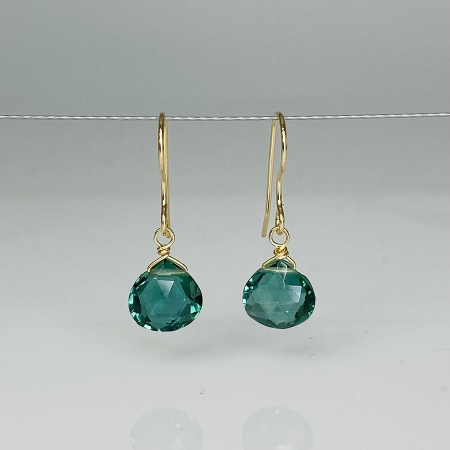 Green Emerald Quartz Earrings 8mm