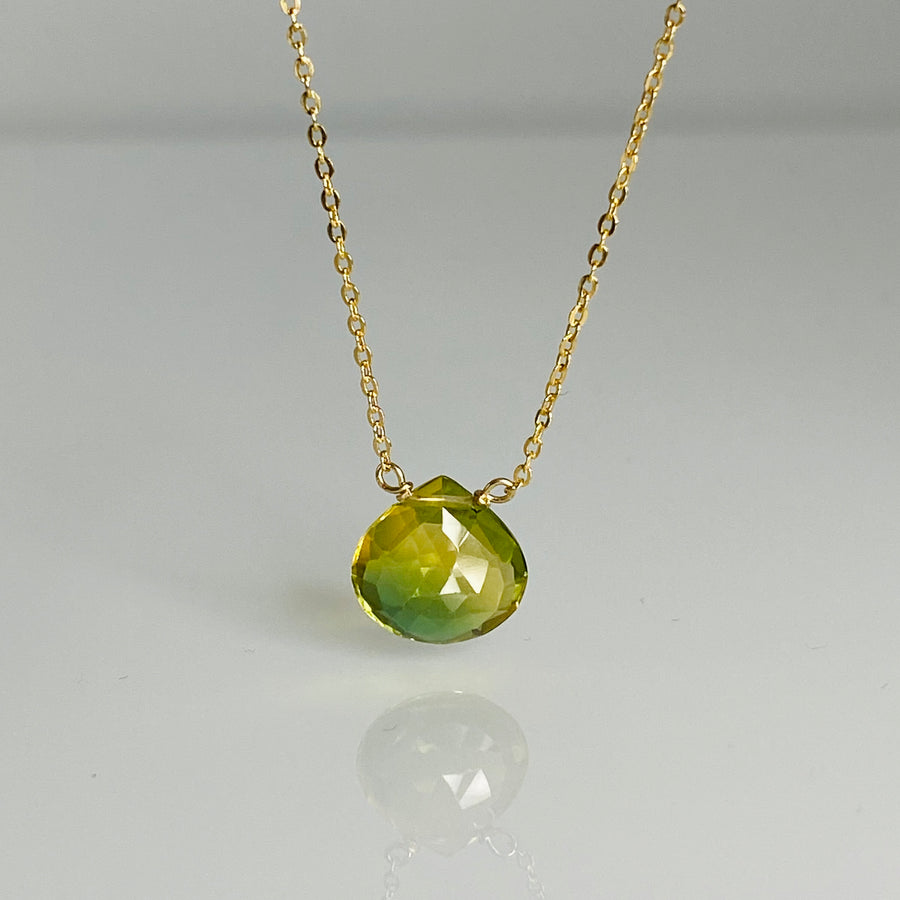 14K Yellow Gold Bi-Color Quartz Necklace 10x10mm