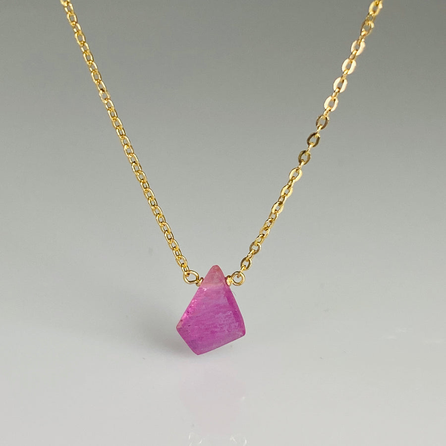Pink Sapphire Geometric Shape Necklace