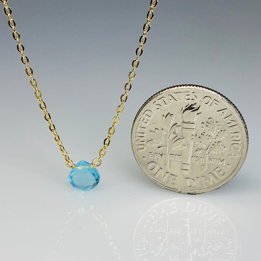 14K Yellow Gold Swiss Blue Topaz Necklace 5mm