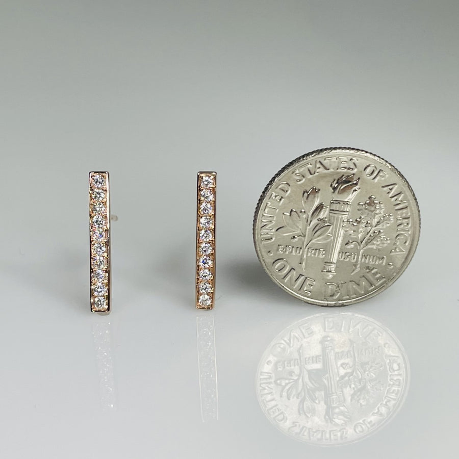 14K Rose Gold Diamond Bar Earrings 0.21ct