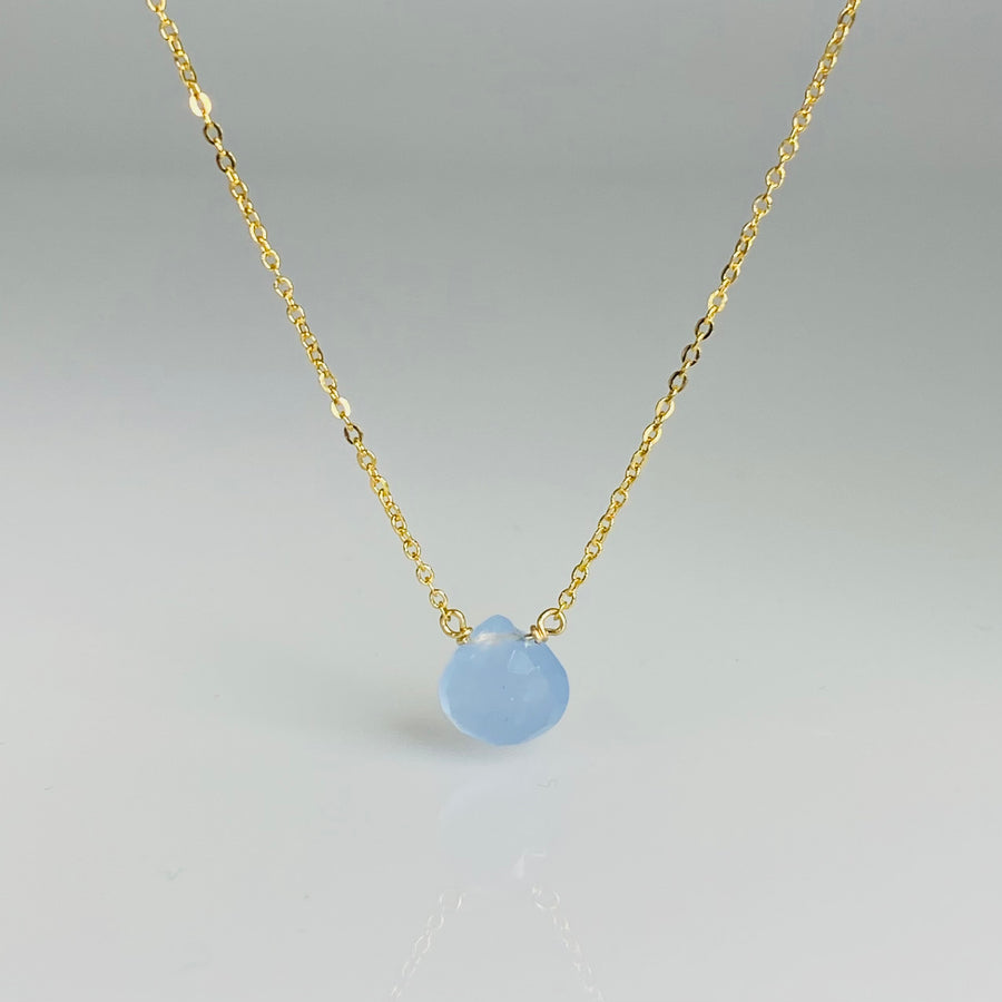 Blue Chalcedony Drop Necklace 8mm