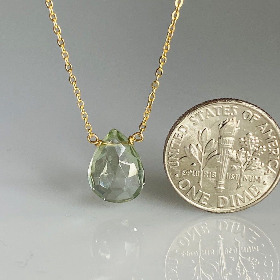 Green Amethyst Drop Necklace 8x10mm