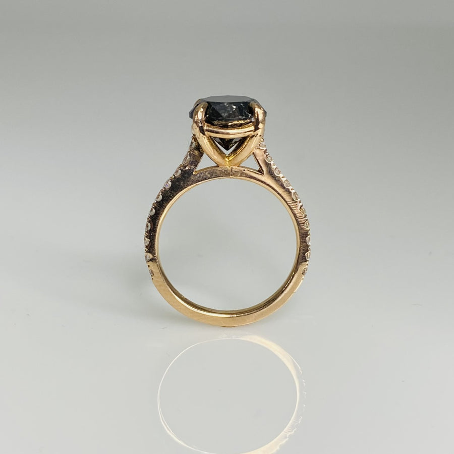 14K Rose Gold Black Diamond/Diamond Ring 3.36ct/0.45ct