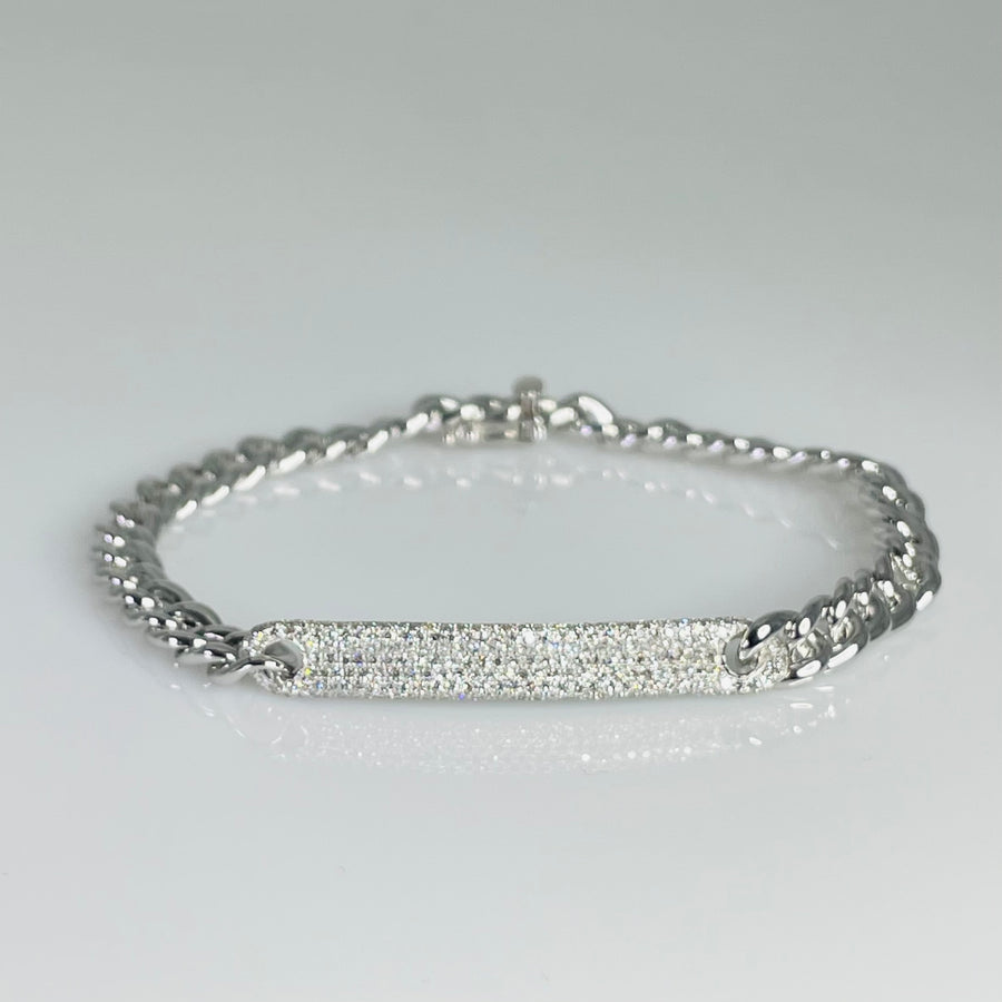 14K White Gold Diamond ID Bracelet 0.65ct