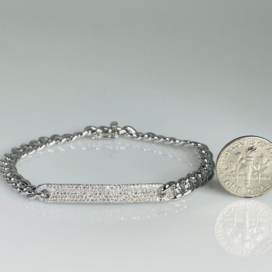 14K White Gold Diamond ID Bracelet 0.65ct