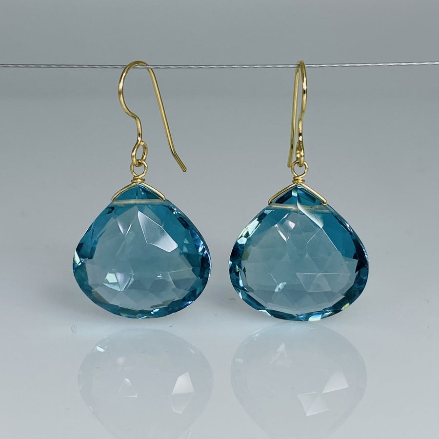 Pear Shape Aqua Quartz Earrings 18x18mm