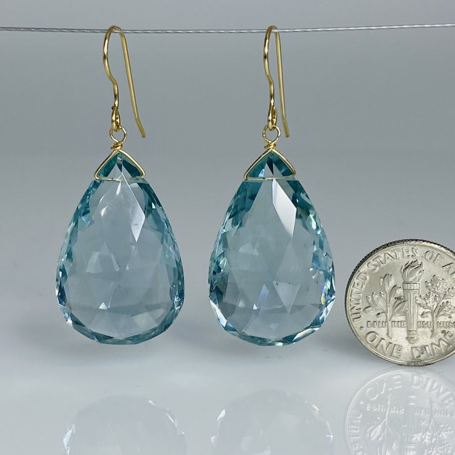 Pear Shape Aqua Quartz Earrings 20x30mm