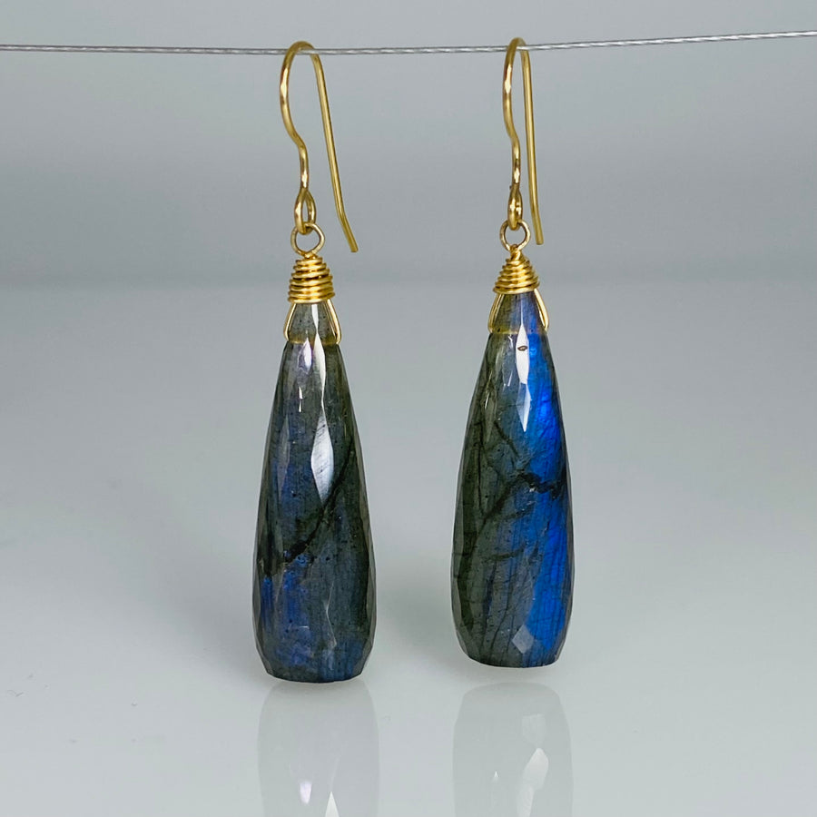 Briolette Labradorite Earrings 9x30mm