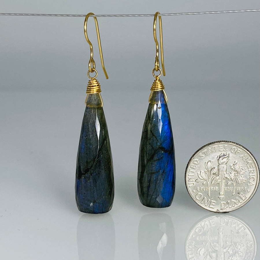 Briolette Labradorite Earrings 9x30mm