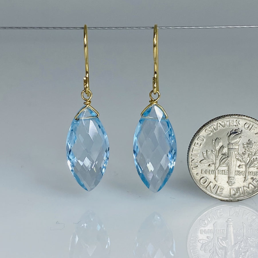 Marquise Blue Topaz Earrings 9x19mm