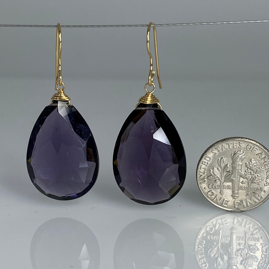 Purple Quartz Teardrop Earrings 15x25mm