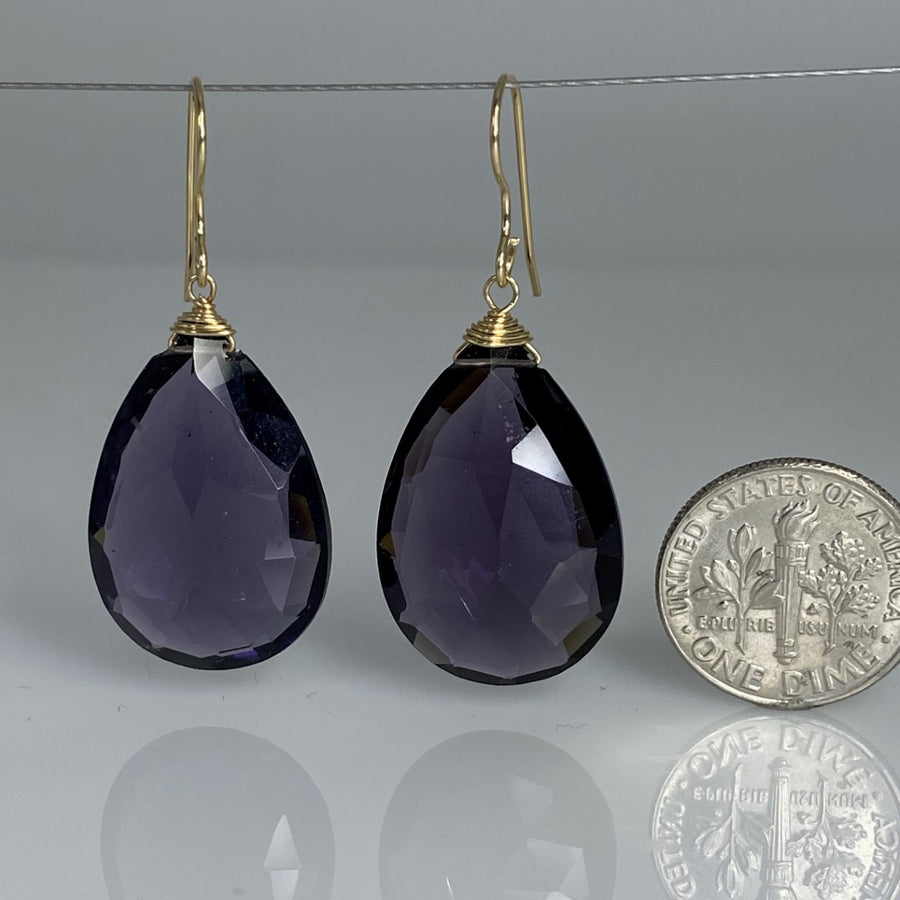 Purple Quartz Teardrop Earrings 15x25mm