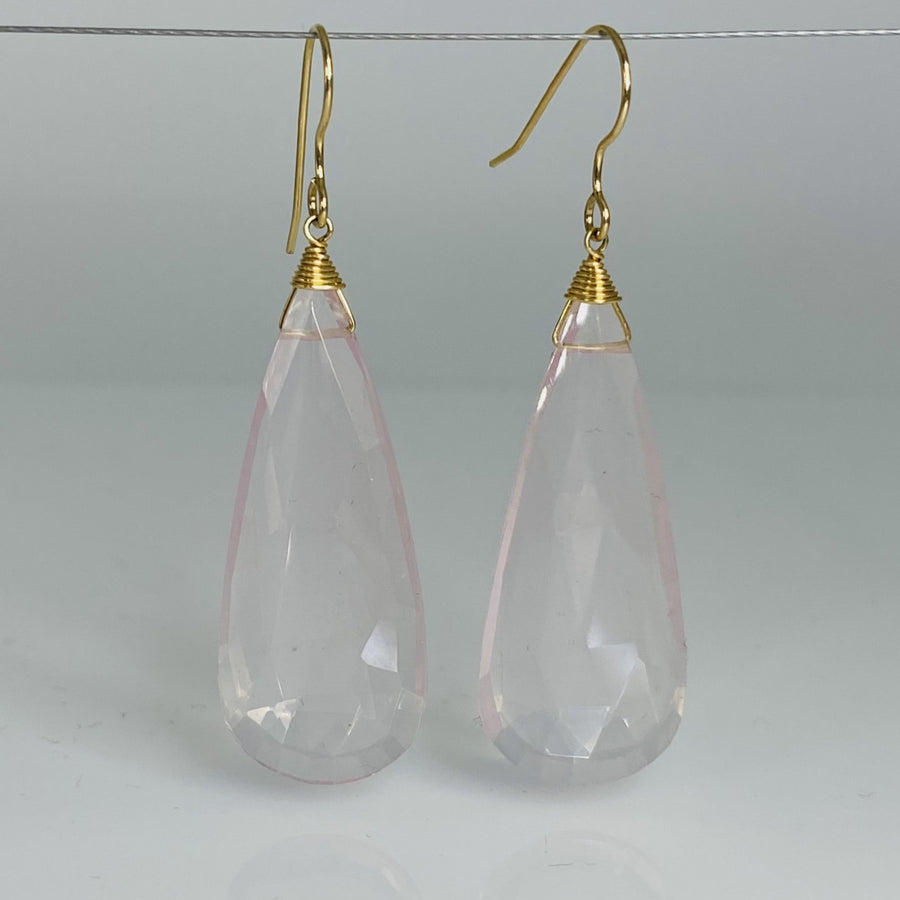 Elongated Rose Quartz Earrings 15x40mm