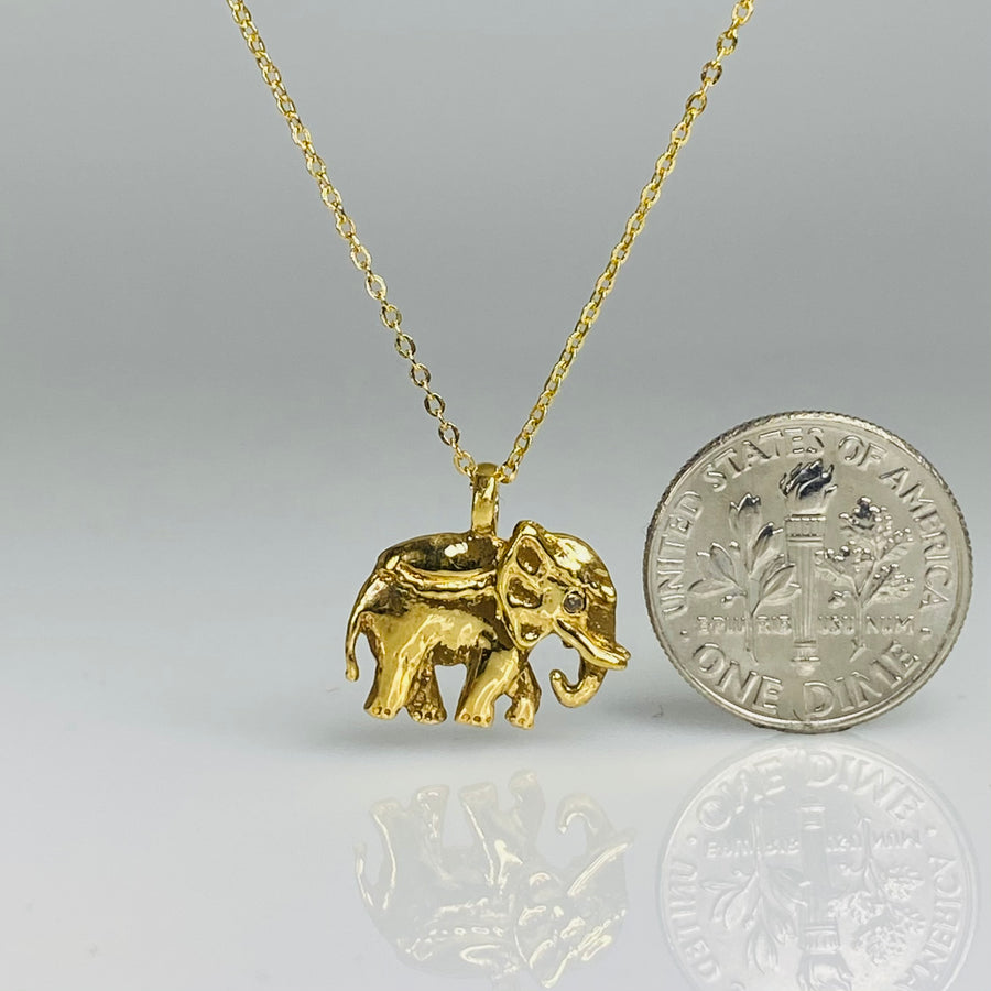 Black Diamond Elephant Necklace