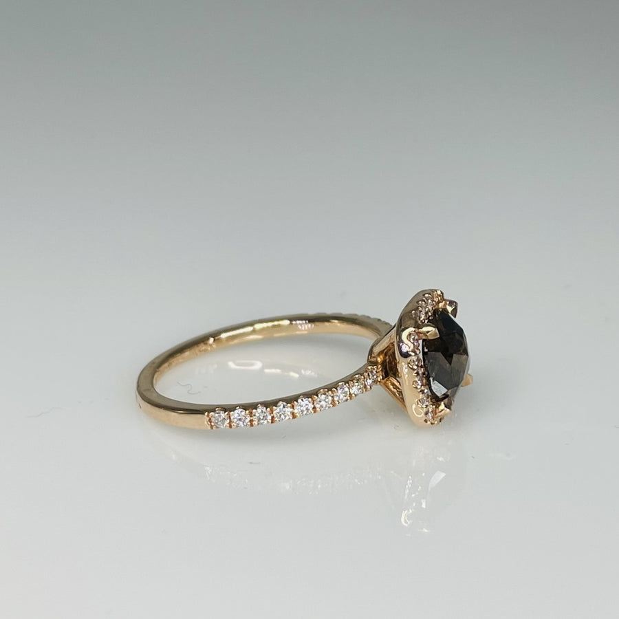 14K Rose Gold Champagne and White Diamond Ring 0.81ct/0.31ct