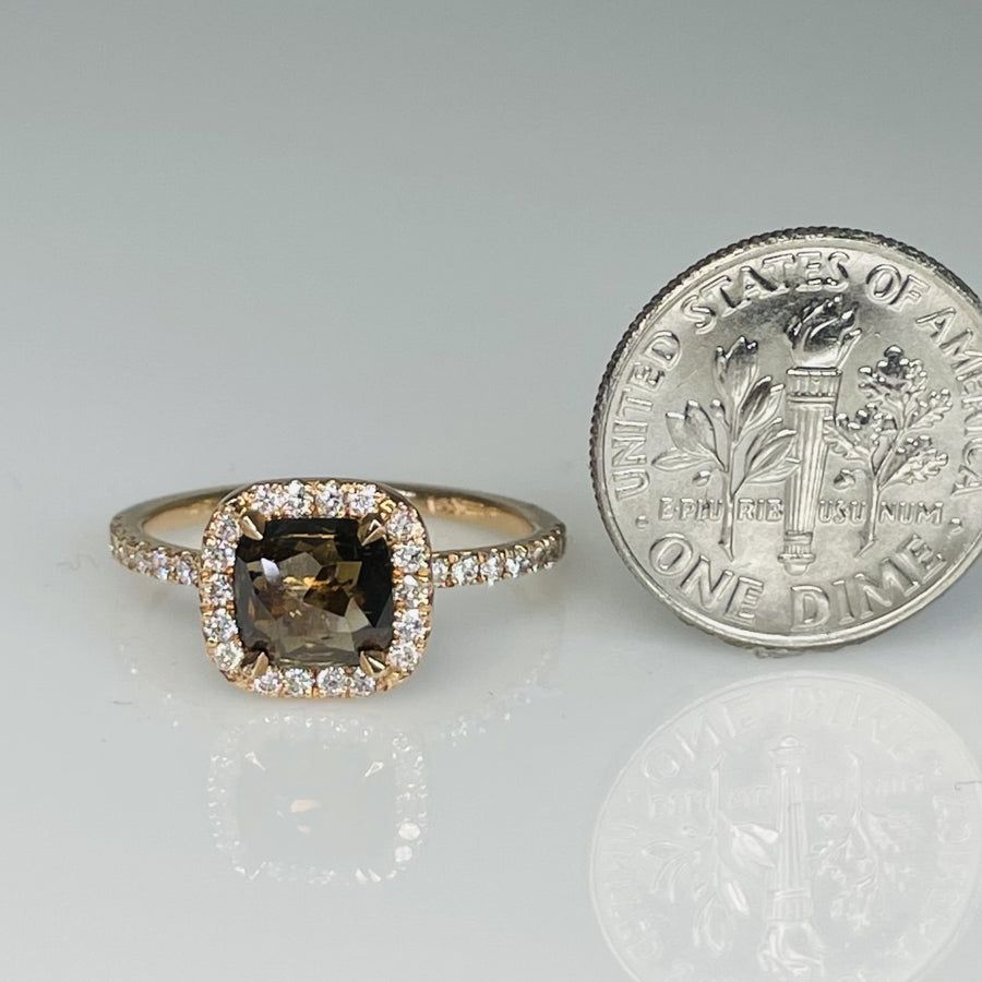 14K Rose Gold Champagne and White Diamond Ring 0.81ct/0.31ct