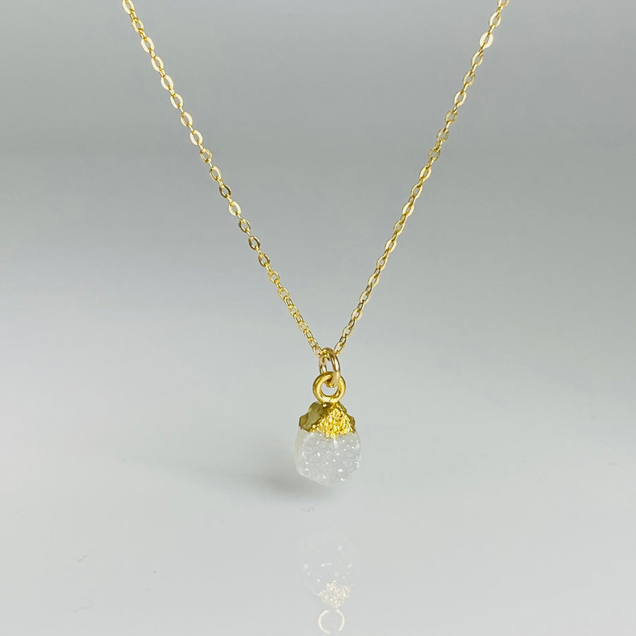 White Druzy Necklace 5x7mm