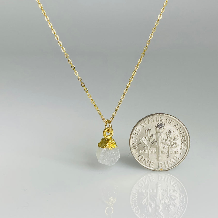 White Druzy Necklace 5x7mm