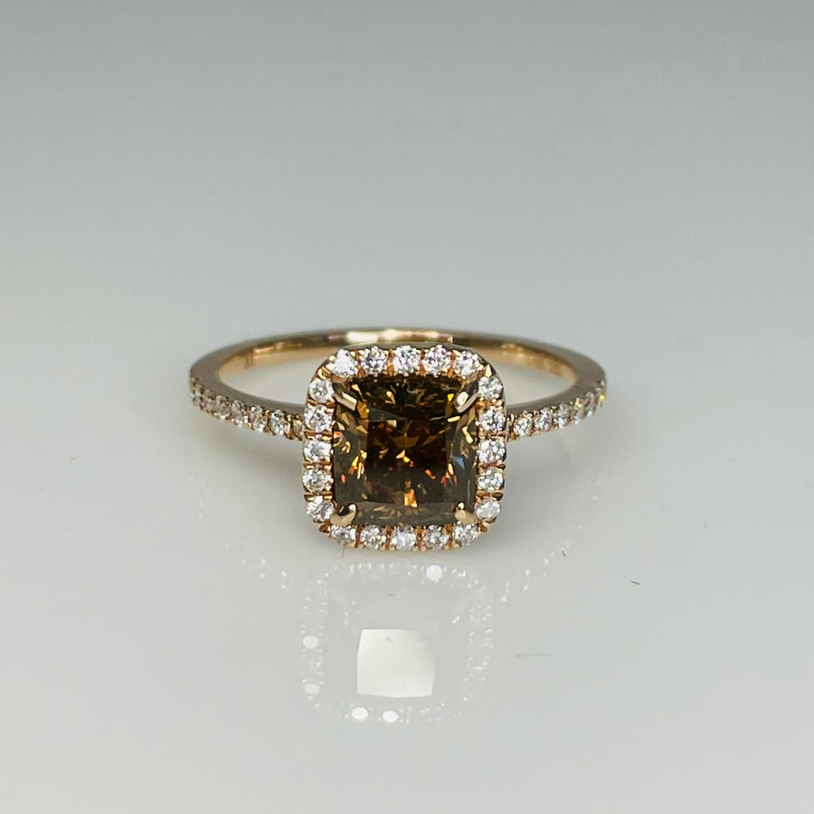 14K Rose Gold Champagne Diamond Ring 1.60ct/0.31ct