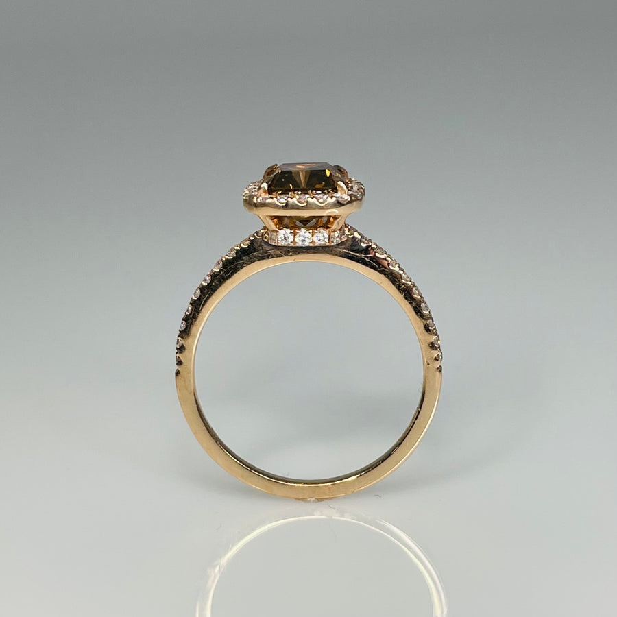 14K Rose Gold Champagne Diamond Ring 1.60ct/0.31ct