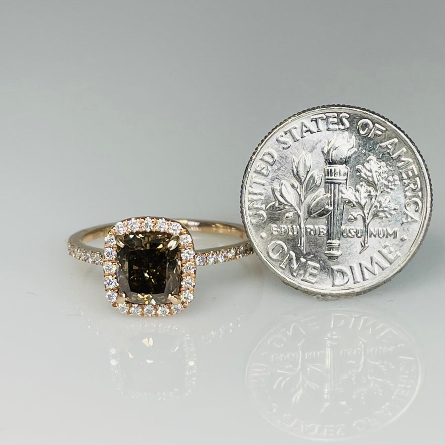 14K Rose Gold Champagne Diamond Ring 1.47/0.31ct