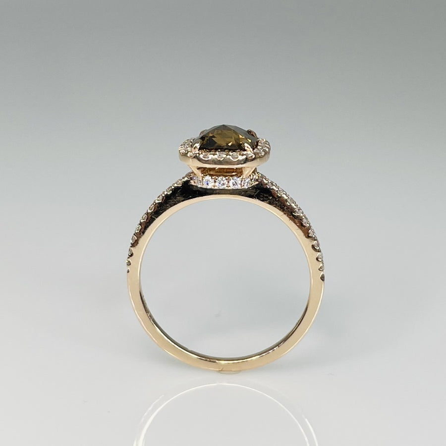 14K Rose Gold Rose Cut Champagne Diamond Ring 0.99/0.33ct