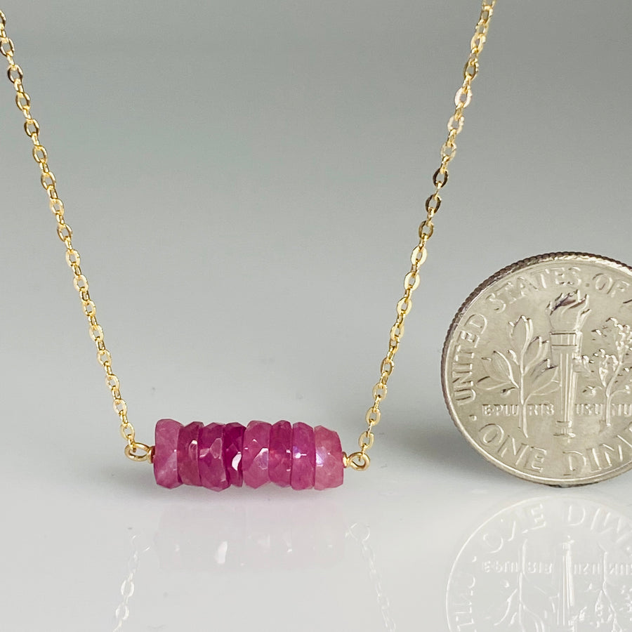 Pink Sapphire Mini Bar Necklace