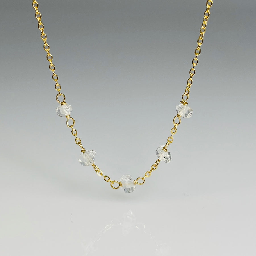 Five Stone White Herkimer Diamond Necklace