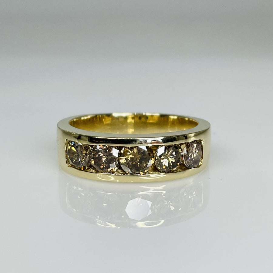 14K Yellow Gold Champagne Diamond Ring 2.0ct
