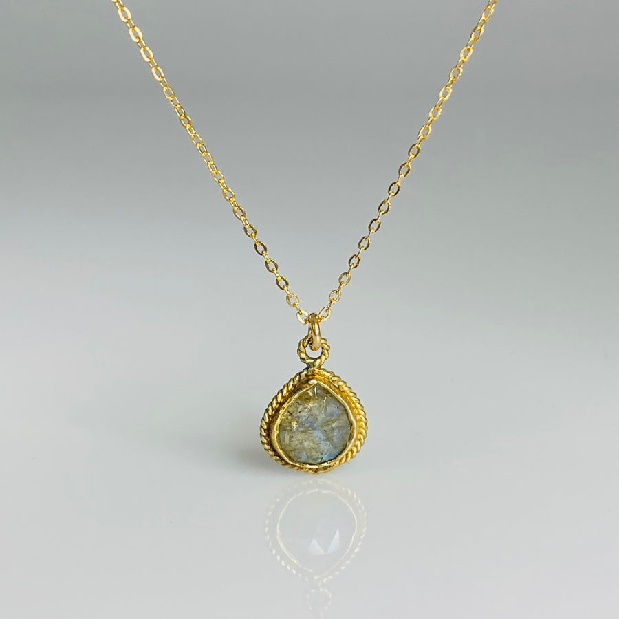 Labradorite Bezel Necklace 11x11mm