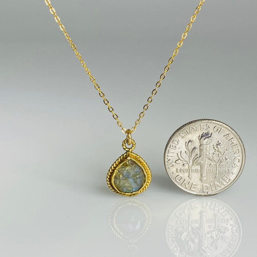 Labradorite Bezel Necklace 11x11mm