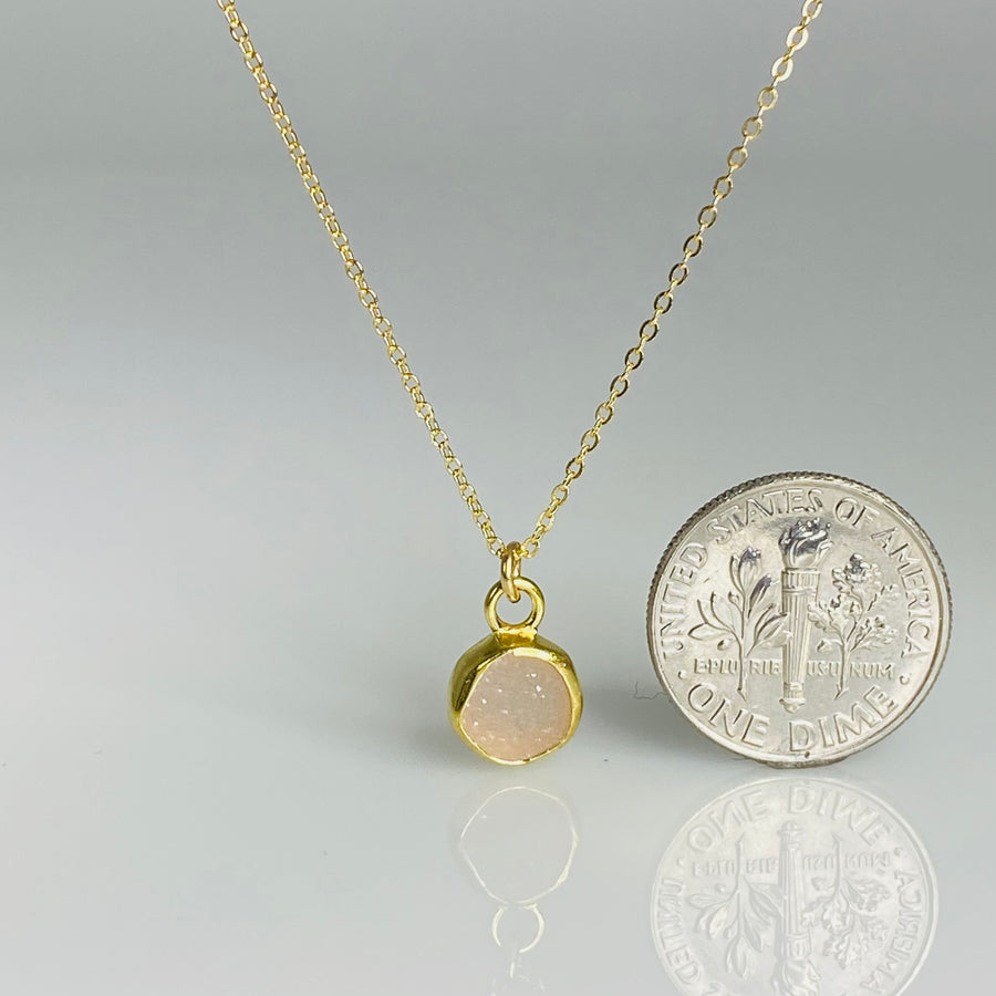 Pink Druzy Bezel Necklace 9mm