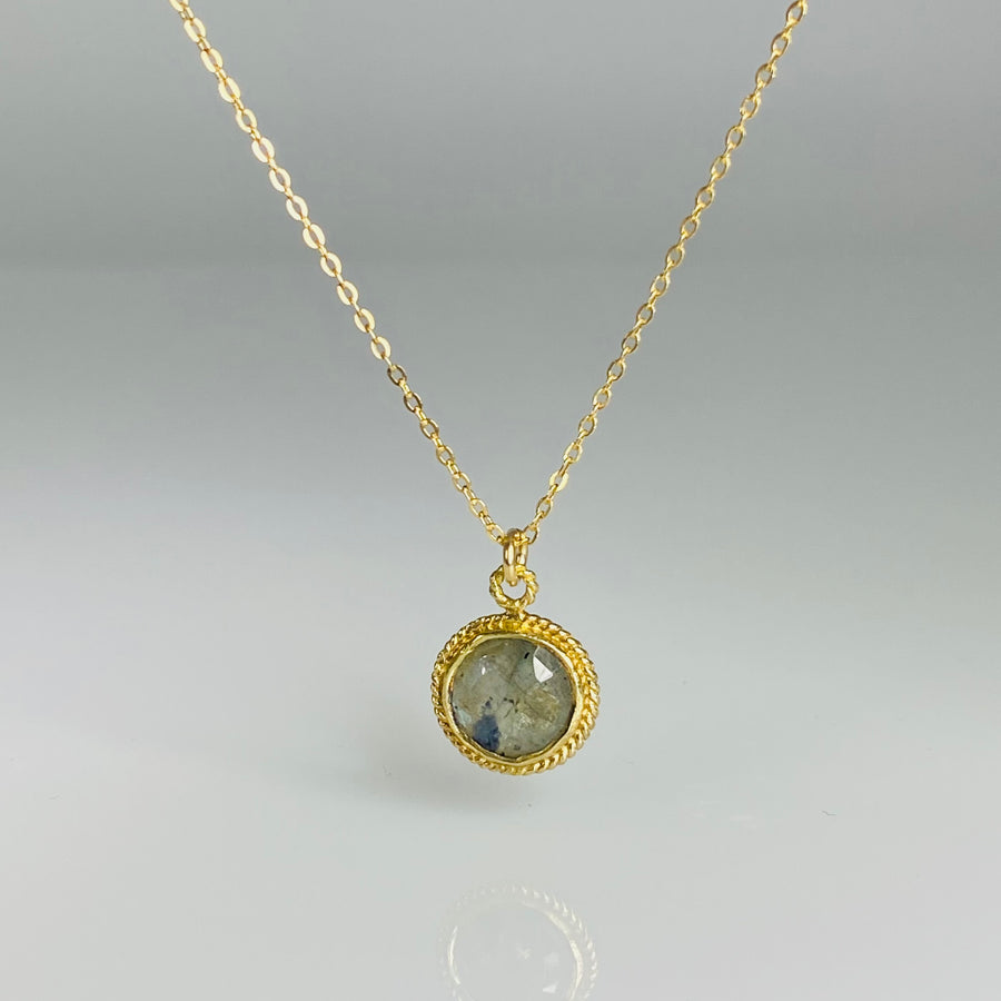 Labradorite Bezel Necklace 10mm